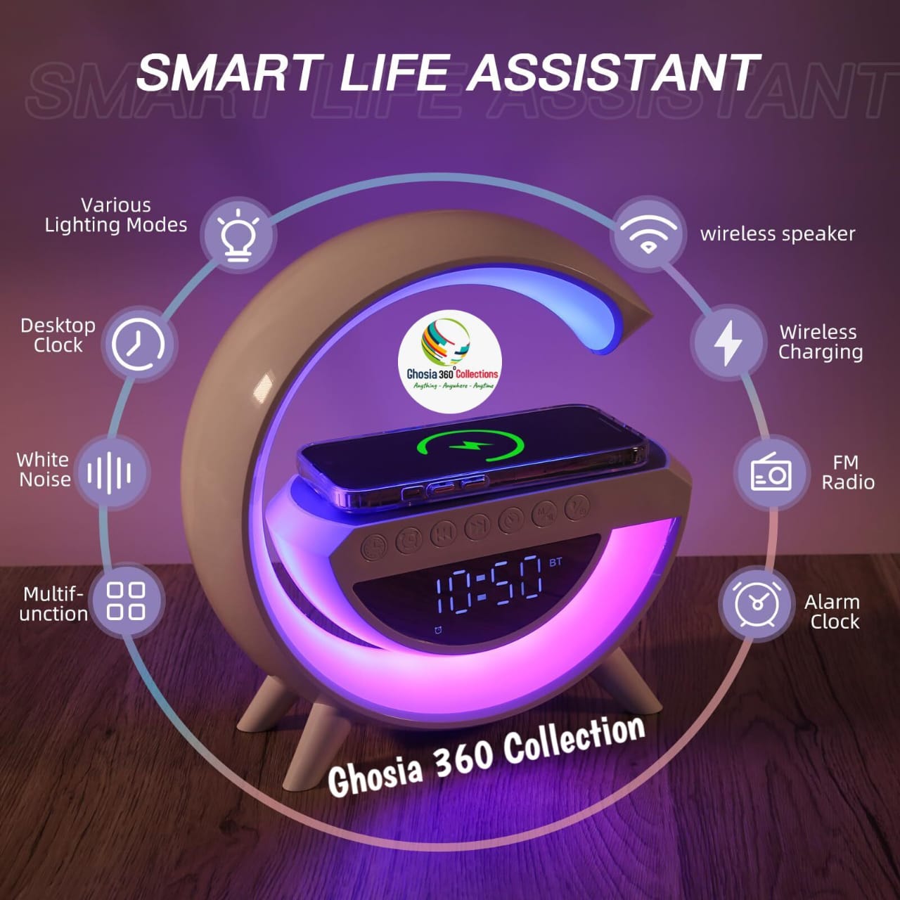 BT3401 G Shape Lamp Speaker – Smart 5-in-1 Multifunction Device