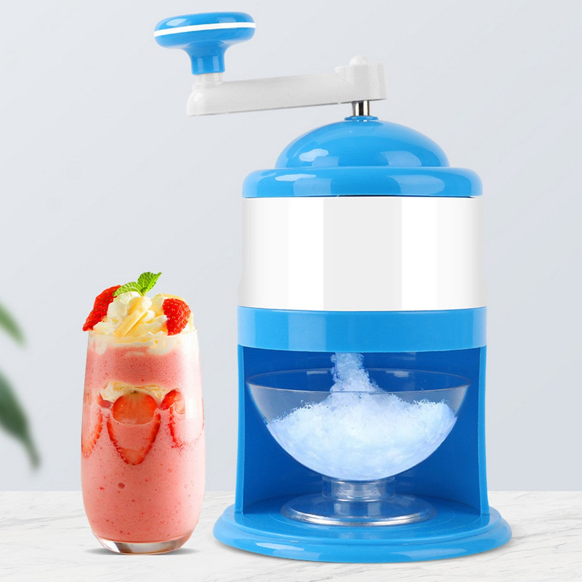 DIY smoothie and shaved ice made with manual ice crusher