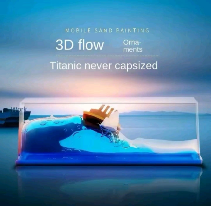 Mini Ocean Wave Desk Toy held up against sunset