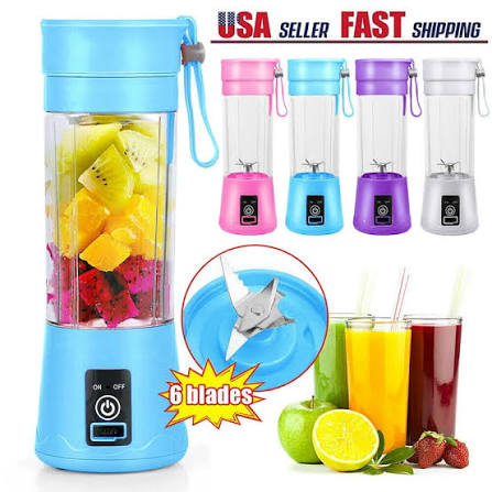 Portable Blender with 6 Blades - Blue Color