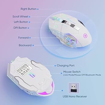 RGB Rechargeable Wireless Gaming Mouse – Bluetooth + 2.4GHz Dual Mode